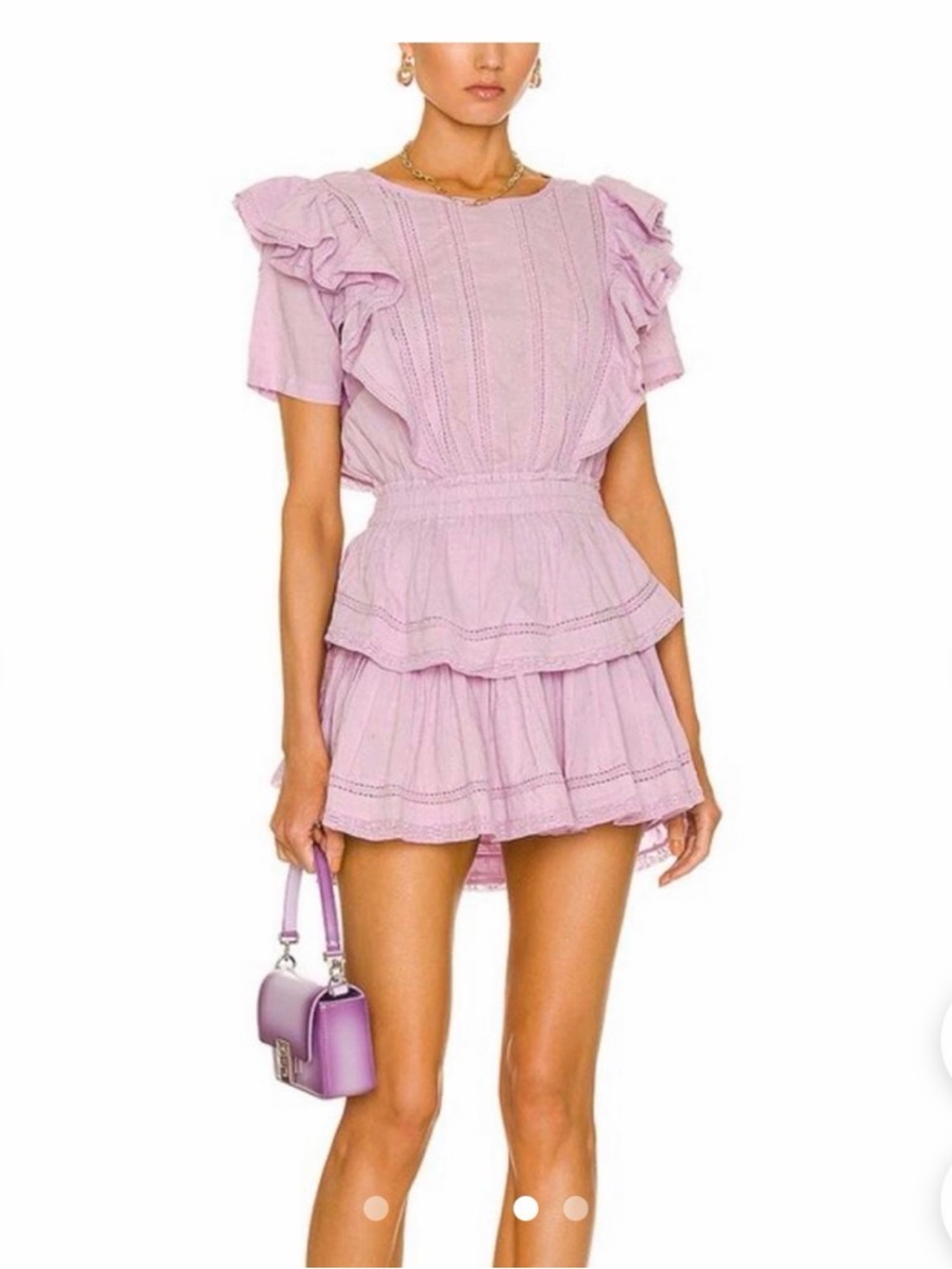 LOVE SHACK FANCY Lavender Ruffle Tiered Mini Dress - Women